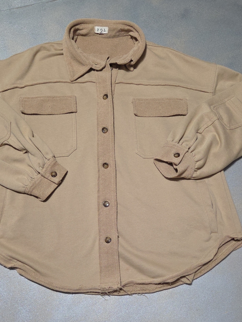 Polo by Ralph Lauren Beige Button-Front Casual Shirt Jacket